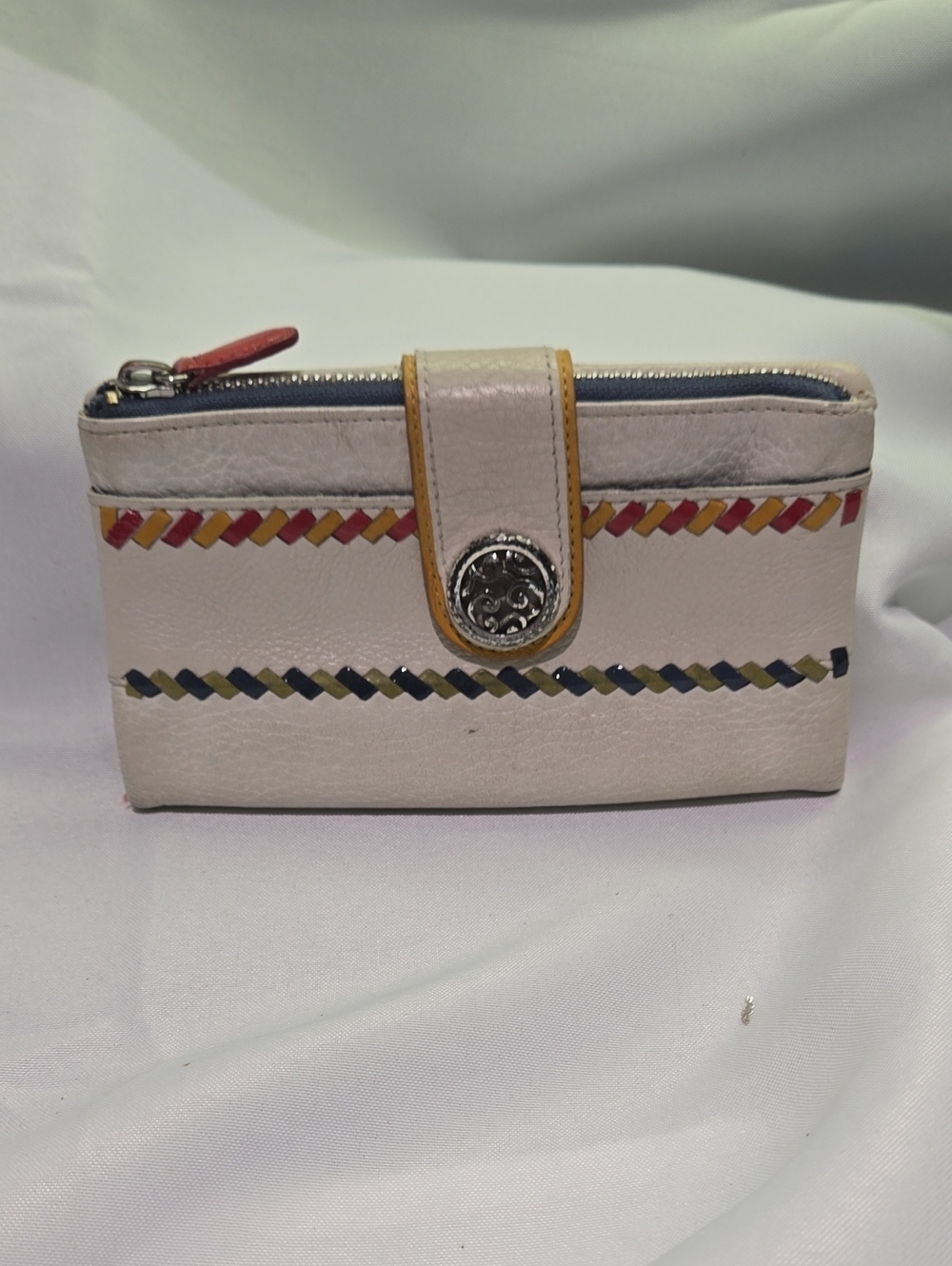 Brighton Women’s Cream Leather Wallet with Multicolor Accent
